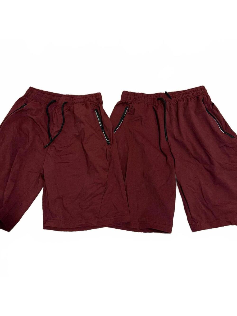 Boys Maroon Athletic Shorts with Zipper Pockets - 11/12 (Large)